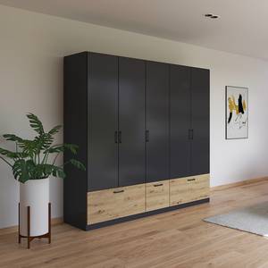 Drehtürenschrank Bari Typ B Graumetallic / Eiche Artisan Dekor - Breite: 226 cm