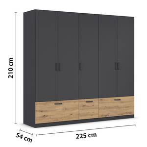 Drehtürenschrank Bari Typ B Graumetallic / Eiche Artisan Dekor - Breite: 226 cm