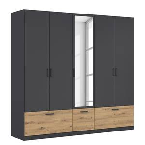 Drehtürenschrank Bari - Spiegeltür Typ B Graumetallic / Eiche Artisan Dekor - Breite: 226 cm