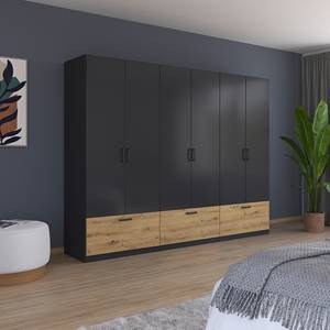 Drehtürenschrank Bari Typ B Graumetallic / Eiche Artisan Dekor - Breite: 271 cm