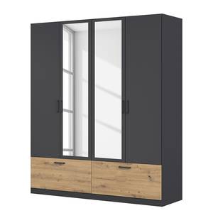 Drehtürenschrank Bari - Spiegeltür Typ B Graumetallic / Eiche Artisan Dekor - Breite: 181 cm