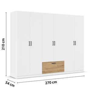 Drehtürenschrank Bari Typ A Alpinweiß / Eiche Artisan Dekor - Breite: 271 cm