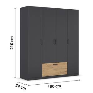 Drehtürenschrank Bari Typ A Graumetallic / Eiche Artisan Dekor - Breite: 181 cm