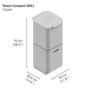 Mülleimer Totem Kunststoff / Edelstahl - Silber - Fassungsvermögen: 40 L