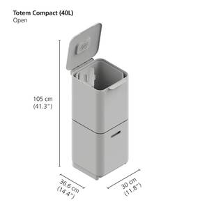 Mülleimer Totem Kunststoff / Edelstahl - Silber - Fassungsvermögen: 40 L