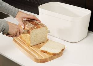 Brotkasten Bread Bin Bambus / Kunststoff - Weiß