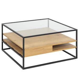 Salontafel Keable glas/metaal - wild-eikenhouten look/zwart