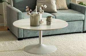 Table basse Lazri Imitation marbre blanc