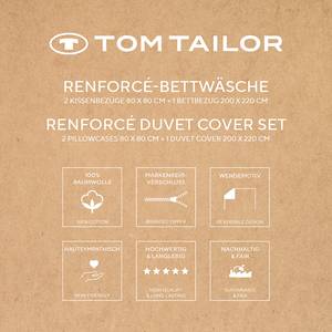 Renforce-Bettwäsche Tom Tailor Baumwolle - Weiß / Hellblau - 200 x 220 cm