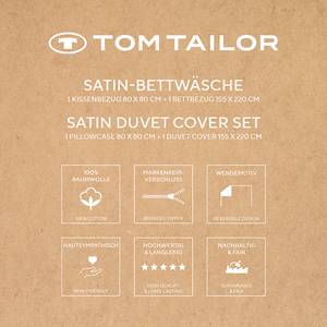 Satin-Bettwäsche Tom Tailor Baumwolle - Rot / Türkis - 155 x 220 cm