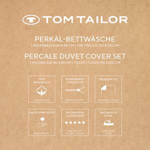 Perkal-Bettwäsche Tom Tailor Baumwolle - Beige / Dunkelblau - 155 x 220 cm