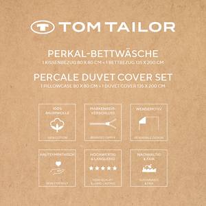 Perkal-Bettwäsche Tom Tailor Baumwolle - Beige / Dunkelblau - 135 x 200 cm