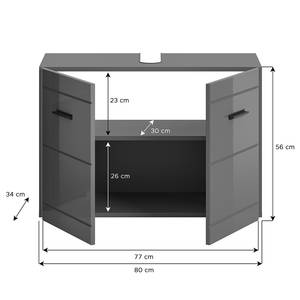 Waschbeckenunterschrank Shetek Hochglanz Grau / Matt Grau - Breite: 80 cm