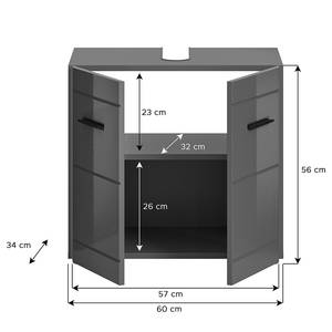 Waschbeckenunterschrank Shetek Hochglanz Grau / Matt Grau - Breite: 60 cm