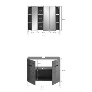 Badezimmerset Shetek 2-teilig Hochglanz Grau / Matt Grau - Breite: 80 cm
