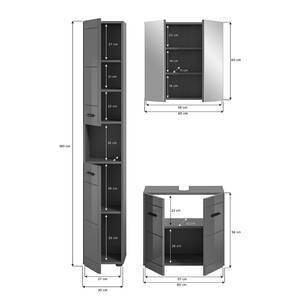 Badkamerset Shetek 3-delig hoogglans grijs/mat grijs - Breedte: 105 cm