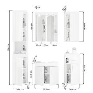 Badkamerset Snowdon 5-delig incl. verlichting - hoogglans wit/mat wit