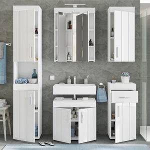 Salle de bain Snowdon - 2 éléments Avec éclairage inclus - Blanc brillant / Blanc mat