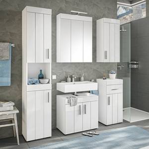 Salle de bain Snowdon - 2 éléments Avec éclairage inclus - Blanc brillant / Blanc mat