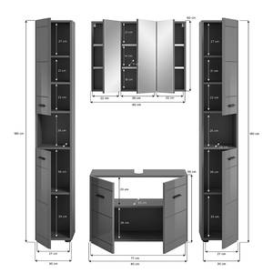 Badkamerset Shetek 4-delig hoogglans grijs/mat grijs - Breedte: 170 cm