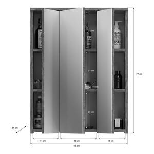 Badezimmerset Trona 3-tlg - Hochschrank Hochglanz Weiß / Rauchsilber Dekor