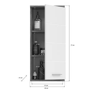 Badezimmerset Trona 4-tlg - Unterschrank Hochglanz Weiß / Rauchsilber Dekor