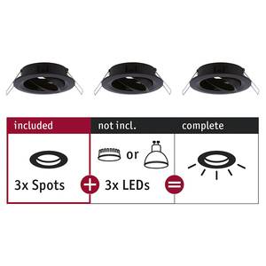 Set di 3 lampade a incasso Choose Alluminio - Nero