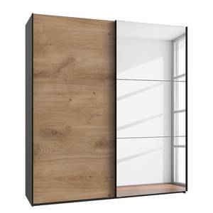 Schwebetürenschrank Level36 216 cm Typ B Plankeneiche Dekor / Graphit - Breite: 150 cm - Mit Spiegeltür/-en