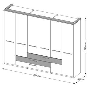 Beleuchteter Drehtürenschrank Talori Champagner / Zinneiche Dekor - Breite: 301 cm