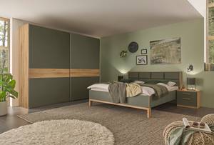 Struttura letto Davey Verde scuro / Effetto rovere