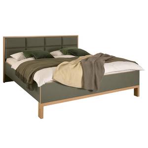 Bedframe Davey donkergroen/eikenhouten look