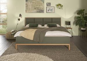 Bedframe Davey donkergroen/eikenhouten look