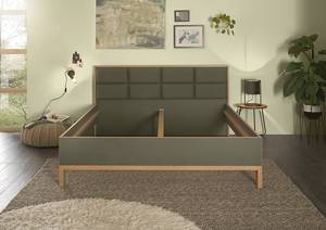 Bedframe Davey donkergroen/eikenhouten look