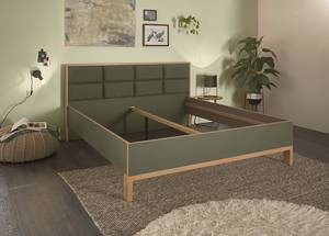 Bedframe Davey donkergroen/eikenhouten look