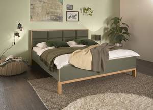 Bedframe Davey donkergroen/eikenhouten look