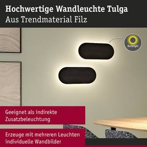 LED-Wandleuchte Tulga Oval Aluminium / Filz - Anthrazit - 1-flammig