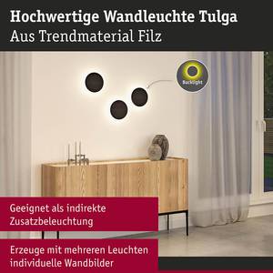 LED-wandlamp Tulga rond aluminium/vilt - antracietkleurig - 1 lichtbron