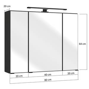 Spiegelschrank HANOI mit Beleuchtung Graphit - Breite: 80 cm