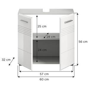 Waschbeckenunterschrank Cropp Türen Hochglanz Weiß / Grau