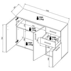 Kommode Bobby Breite 120 cm Beton Dekor