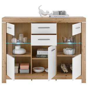 Dressoir met verlichting Pegnat wit/Artisan eikenhouten look