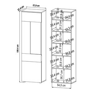 Vitrine éclairée Jaquet Gris / Imitation chêne artisan