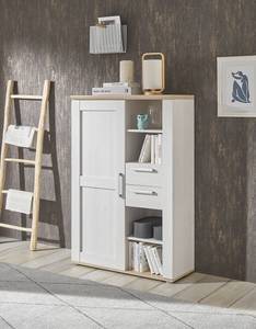 Highboard Derei - 90 cm witte larikshouten look/lichte San Remo eikenhouten look