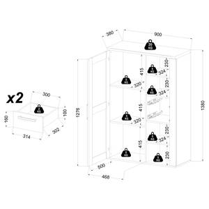 Credenza Derei - 90 cm Marrone - Bianco - Materiale a base lignea - 90 x 135 x 38 cm