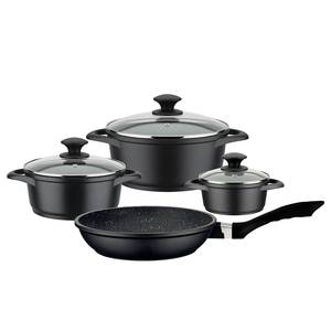 Pannenset Gourmet Granit aluminium - grijs - 7-delige set