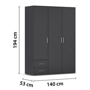 Drehtürenschrank Matera Graumetallic - Breite: 140 cm