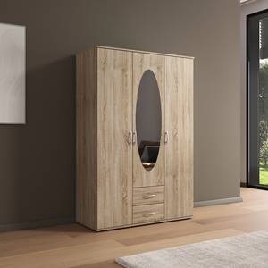 Drehtürenschrank Twin mit Spiegel oval Eiche Sonoma Dekor - Breite: 127 cm