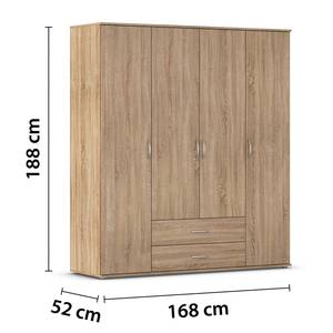 Drehtürenschrank Twin Eiche Sonoma Dekor - Breite: 168 cm