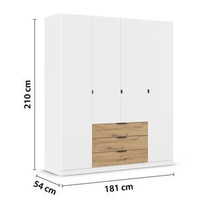 Drehtürenschrank Davoa Alpinweiß / Eiche Artisan Dekor - Breite: 181 cm