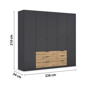 Drehtürenschrank Davoa Graumetallic / Eiche Artisan Dekor - Breite: 226 cm